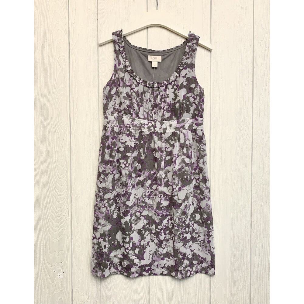 LOFT Petites Purple Gray Sleeveless Dress Size 4P NWT